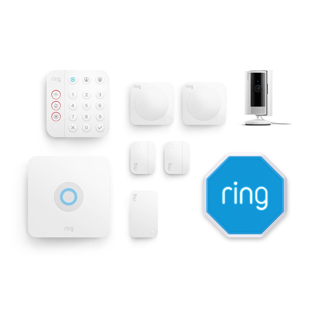 Kit Ring Alarm M + caméra intérieure (Indoor Camera, 2e gén.) | Alarme de maison sans fil connectée, système de sécurité avec surveillance assistée en option | Sans engagement à long terme