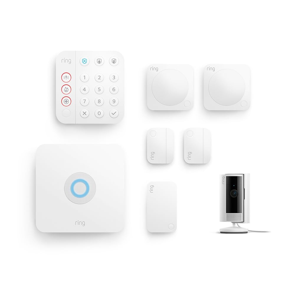 Kit Ring Alarm M + caméra intérieure (Indoor Camera, 2e gén.) | Alarme de maison sans fil connectée, système de sécurité avec surveillance assistée en option | Sans engagement à long terme