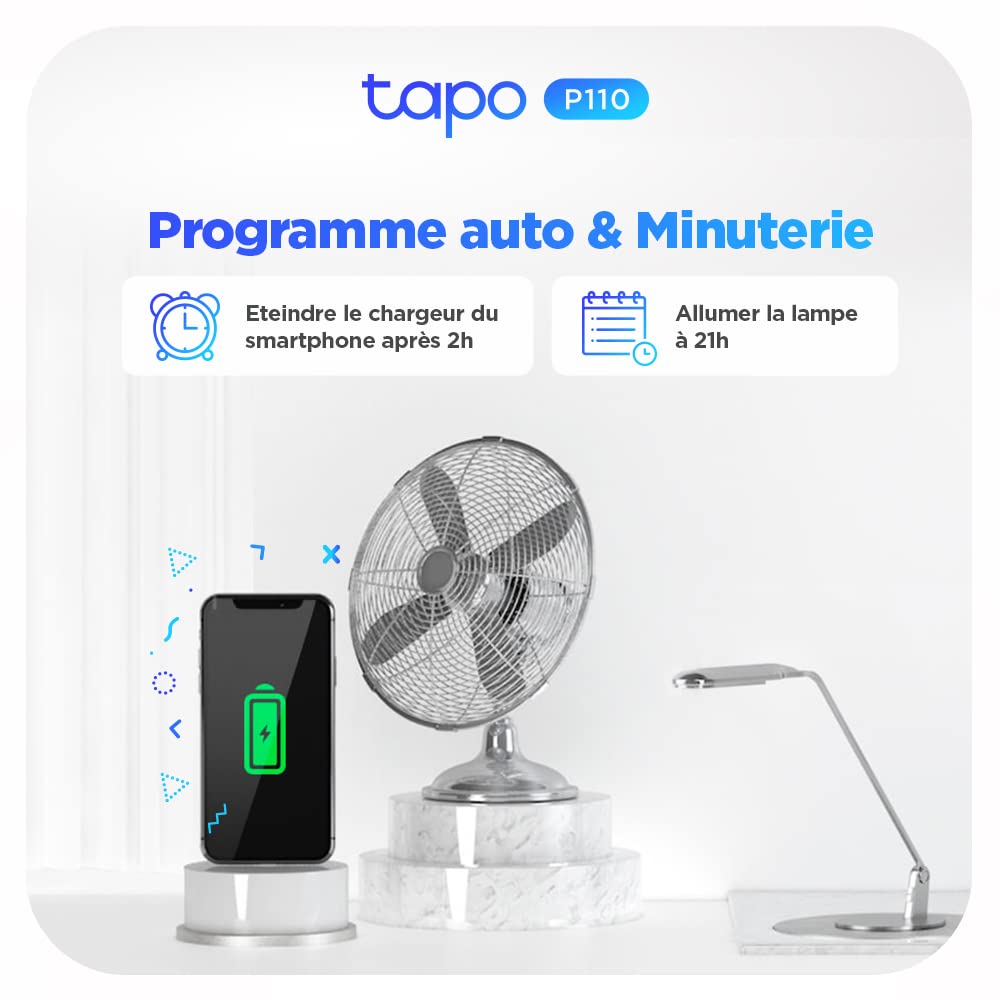 Tapo Matter Prise Connectée WiFi, Suivi de consommation, 16A Type E, Compatible avec Alexa, Google Home et SmartThings, Contrôler le radiateur, le chauffage, Économie d'énergie, Tapo P110M 2-pack(FR)