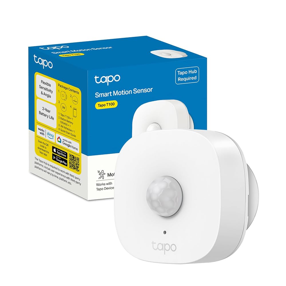 Tapo Détecteur de Mouvement Intelligent Tapo T110, pour la sécurité des fenêtres/Portes, durée de Vie de la Batterie de 1 an et Plus, Notification d'application instantanée, Hub requis