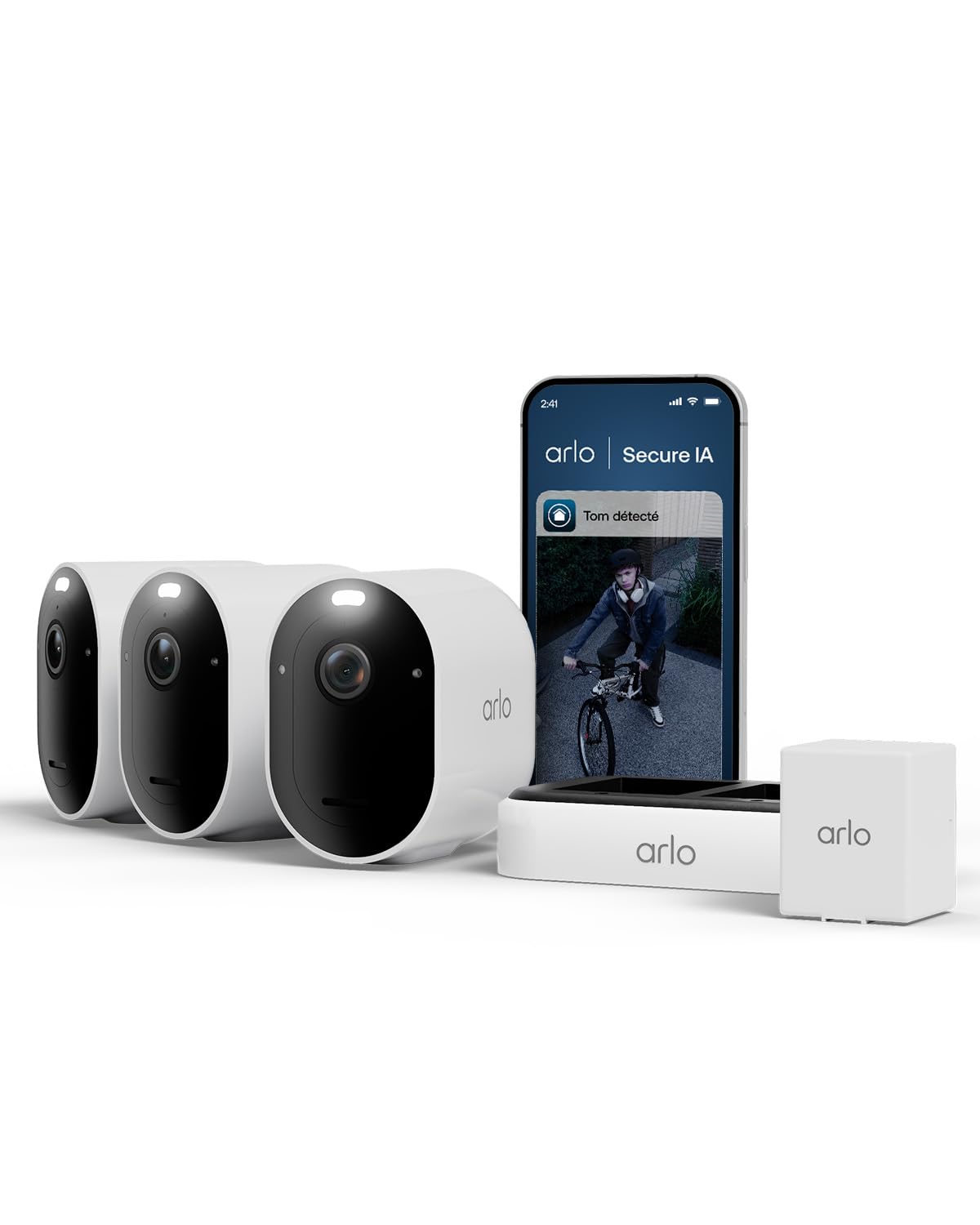 ARLO Pro 5 2K, Caméra de Surveillance WiFi Extérieure sans Fil, Détection par IA, Vision Nocturne Couleur, Audio bidirectionnel, Compatible avec Alexa, Essai Secure Inclus, 2 Caméras