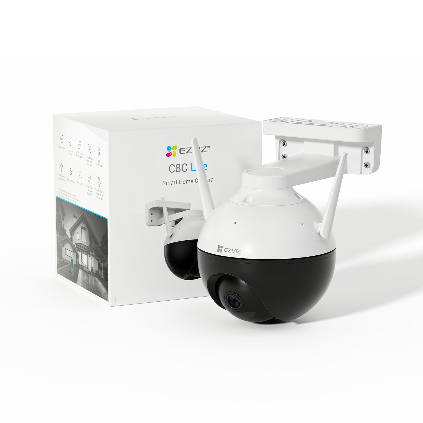 EZVIZ C8c 2MP Camera Surveillance WiFi Extérieure à 360° avec Suivi Auto-Zoom, Détection de Forme Humaine, Vision Nocturne en Couleur, Audio Bidirectionnel, IP65 Etanche, Défense Active