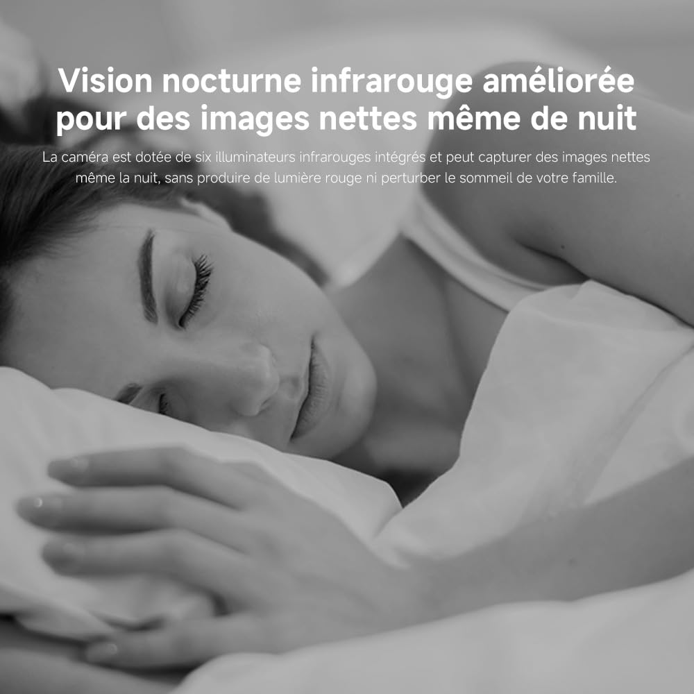 XIAOMI C201 1080p HD, caméra de sécurité, WiFi 6, 360° Panorama, Vision Nocturne Couleur, Protection Objectif, Audio bidirectionnel, babyphone, caméra Animaux, Compatible avec Alexa et Google