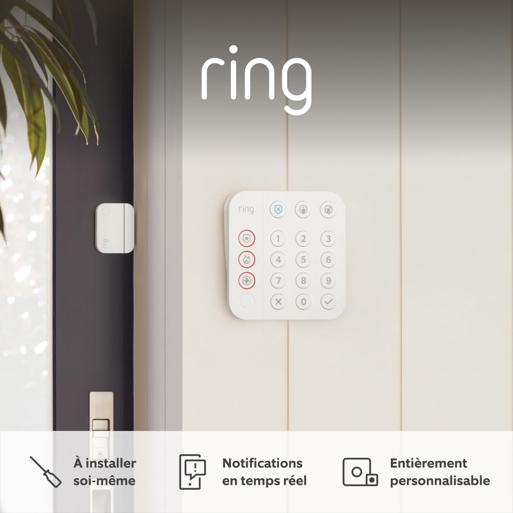Kit Ring Alarm M + caméra intérieure (Indoor Camera, 2e gén.) | Alarme de maison sans fil connectée, système de sécurité avec surveillance assistée en option | Sans engagement à long terme