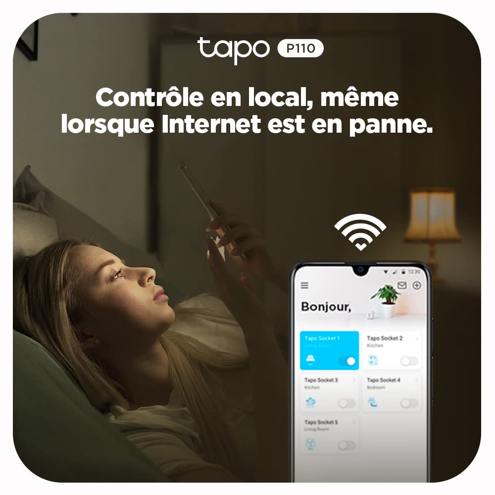 Tapo Matter Prise Connectée WiFi, Suivi de consommation, 16A Type E, Compatible avec Alexa, Google Home et SmartThings, Contrôler le radiateur, le chauffage, Économie d'énergie, Tapo P110M 2-pack(FR)