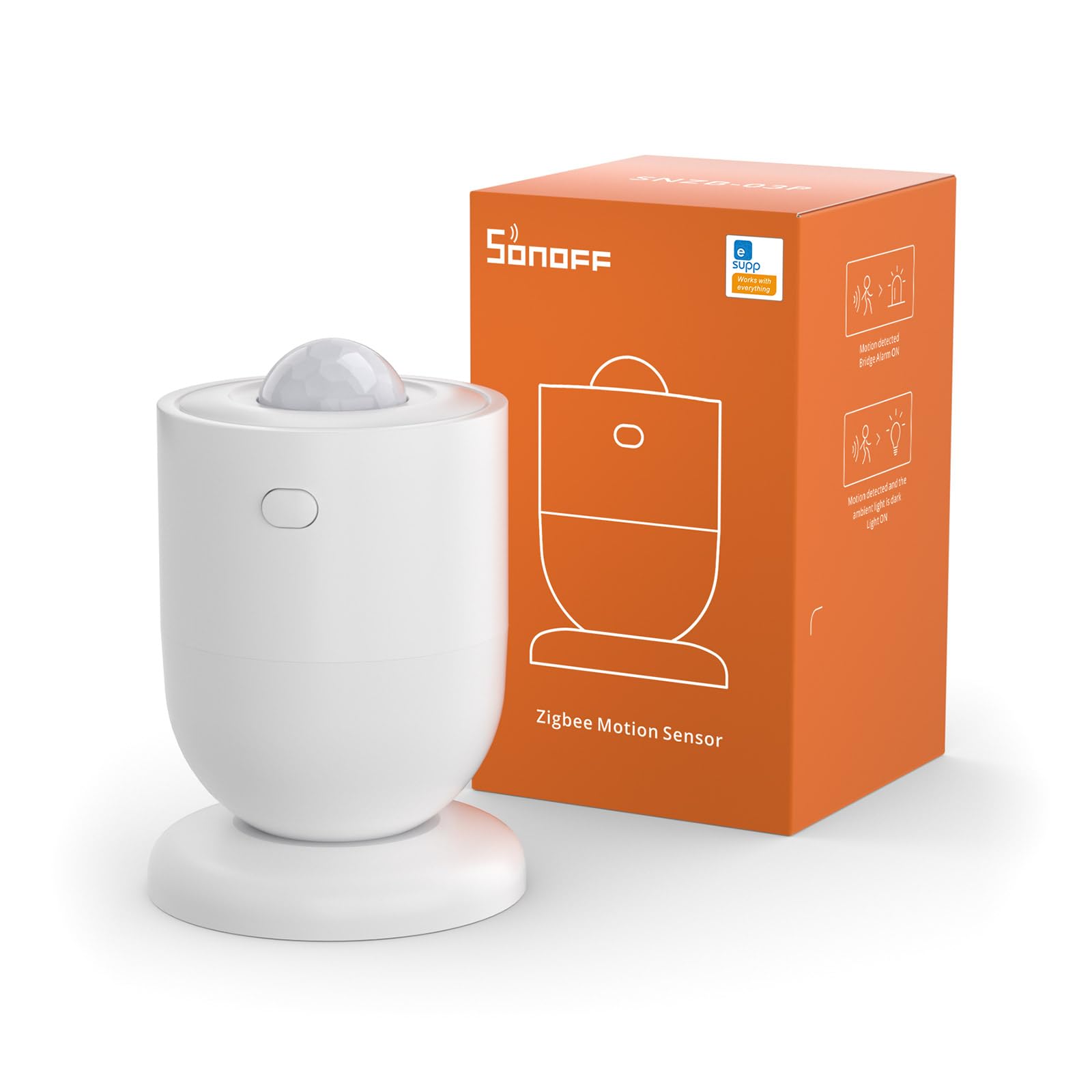 SONOFF SNZB-03P Détecteur de Mouvement ZigBee, Detecteur ZigBee 3.0 Sans Fil, Détection 5 Secondes, Scène Intelligente, SONOFF Zigbee Bridge Requis, Piles Incluses, Compatible avec Alexa/Google Home