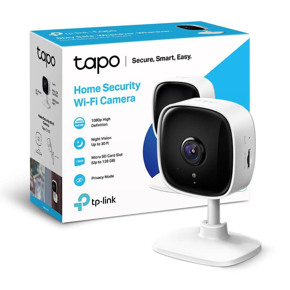 Tapo C110 Caméra de Surveillance WiFi intérieure 2K 3MP, Audio bidirectionnel, détection de Mouvement, Alarme sonore et Lumineuse, Vision Nocturne, Compatible avec Alexa, Google Assistant