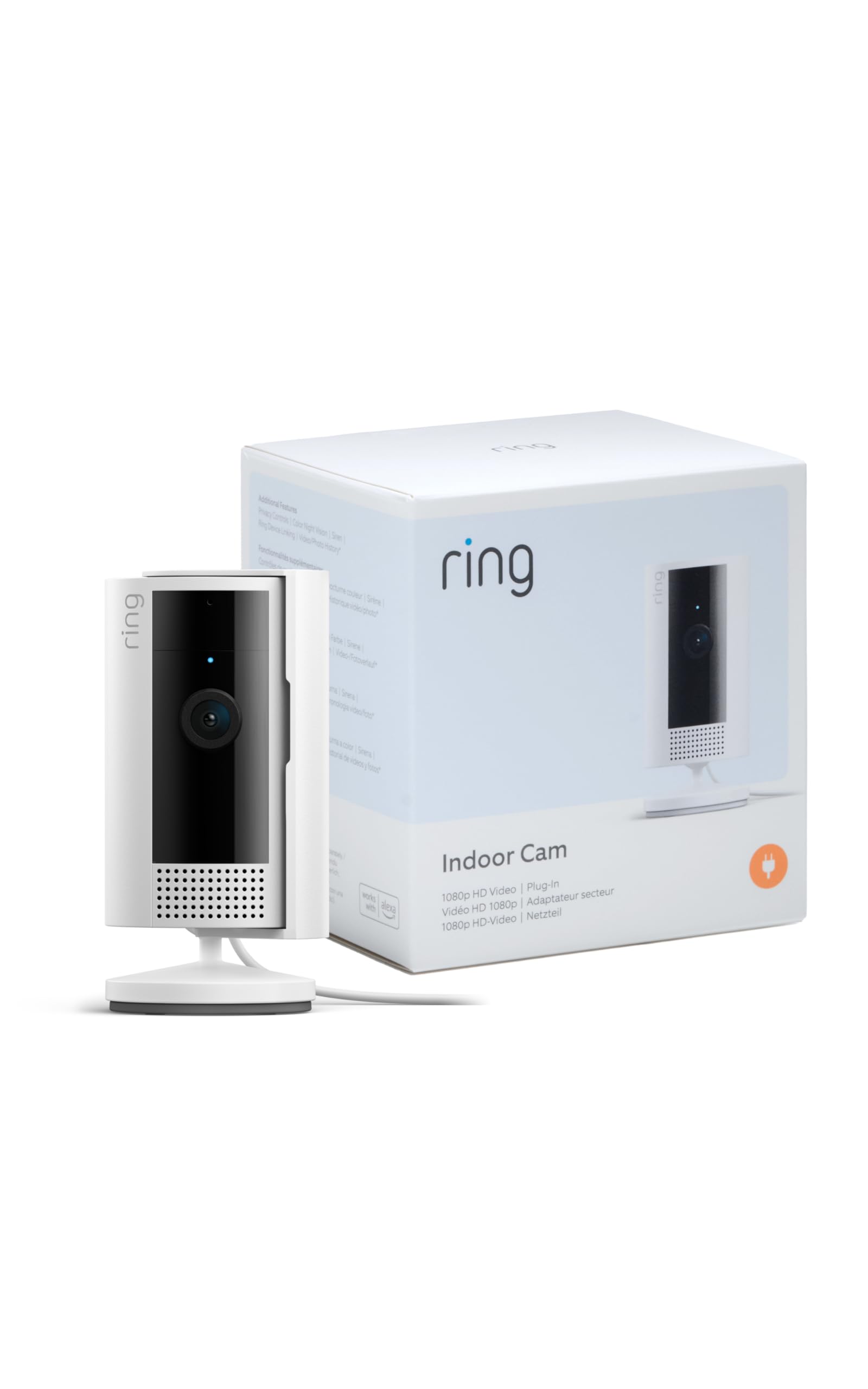 Ring Caméra intérieure (Indoor Camera 2e gén.) | Caméra de surveillance wifi sur secteur pour animaux, vidéo HD 1080p, audio bidirectionnel, cache de confidentialité | Essai Ring Home gratuit 30 j.