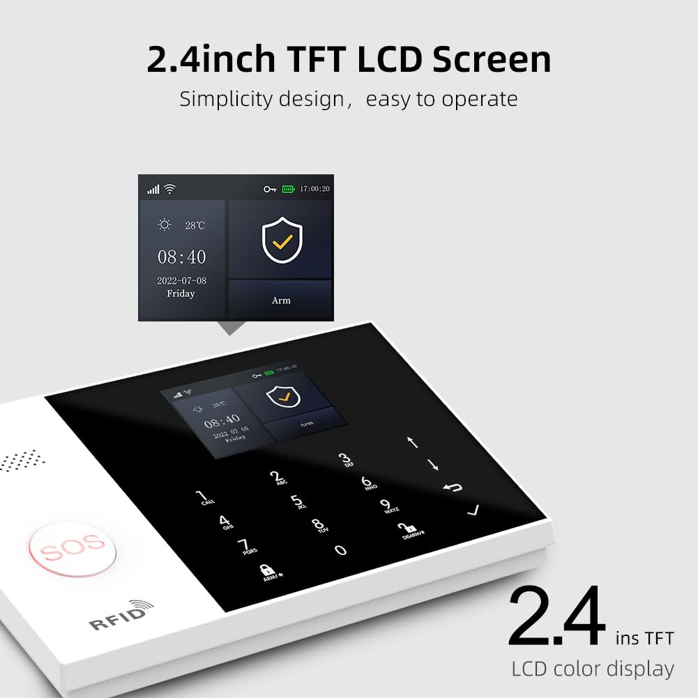 XNY Système d'alarme Maison sans Fil 4G avec Camera, Système de Sécurité Maison Wi-FI avec Contrôle APP, 25 Pièces: Détecteur de Mouvement, Télécommandes, Capteurs de Fenêtre et de Porte, Sirène
