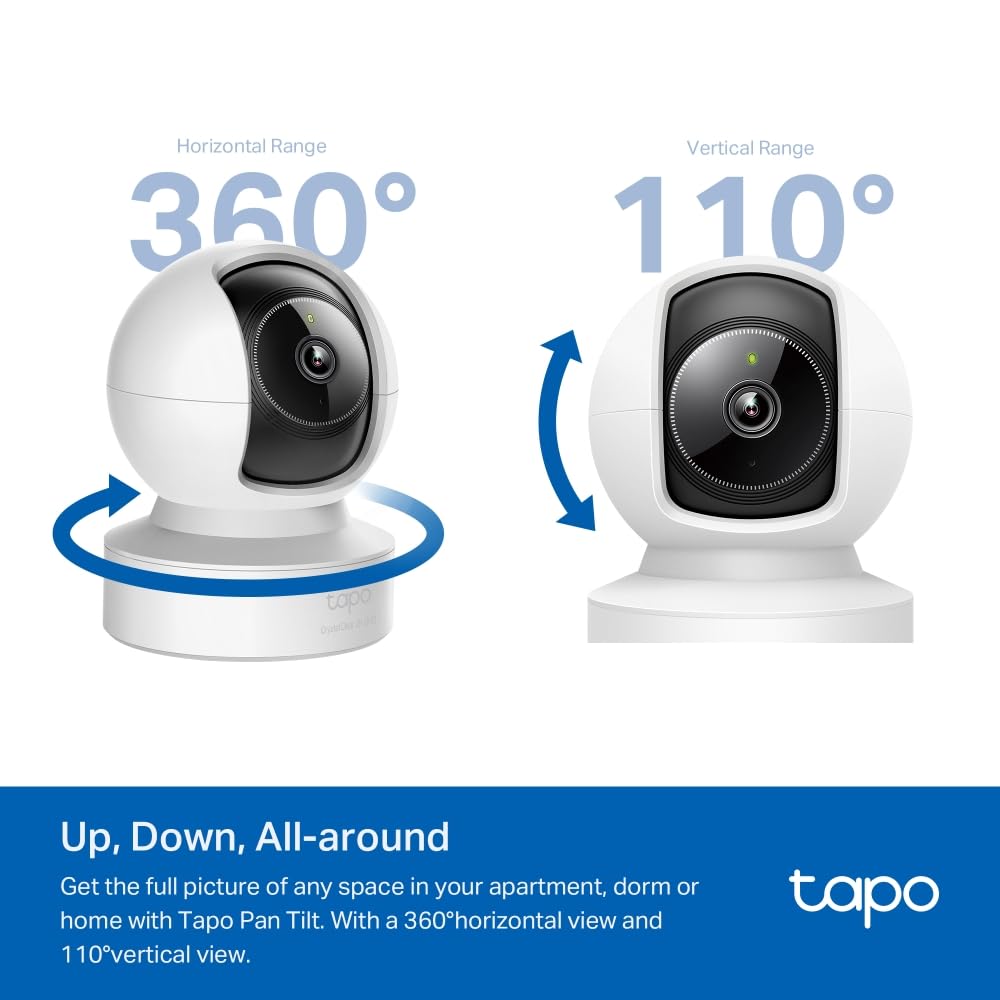 Tapo 2.5K(4MP) Caméra de Surveillance WiFi intérieure 360°, Détection Humaine AI Suivi Intelligent, Sirène et détection de Mouvement, Audio bidirectionnel, Compatible Alexa pour Bébé/Animaux C220
