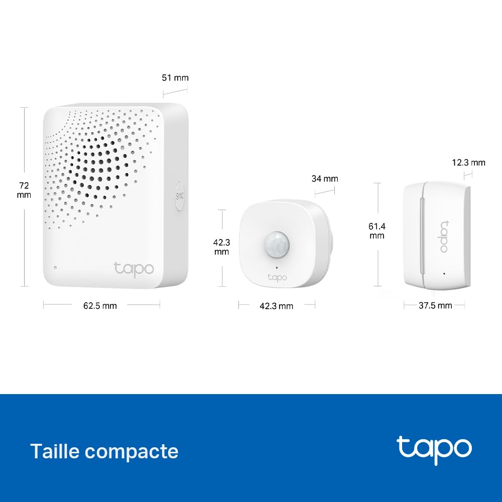 Tapo Détecteur de Mouvement Intelligent Tapo T110, pour la sécurité des fenêtres/Portes, durée de Vie de la Batterie de 1 an et Plus, Notification d'application instantanée, Hub requis