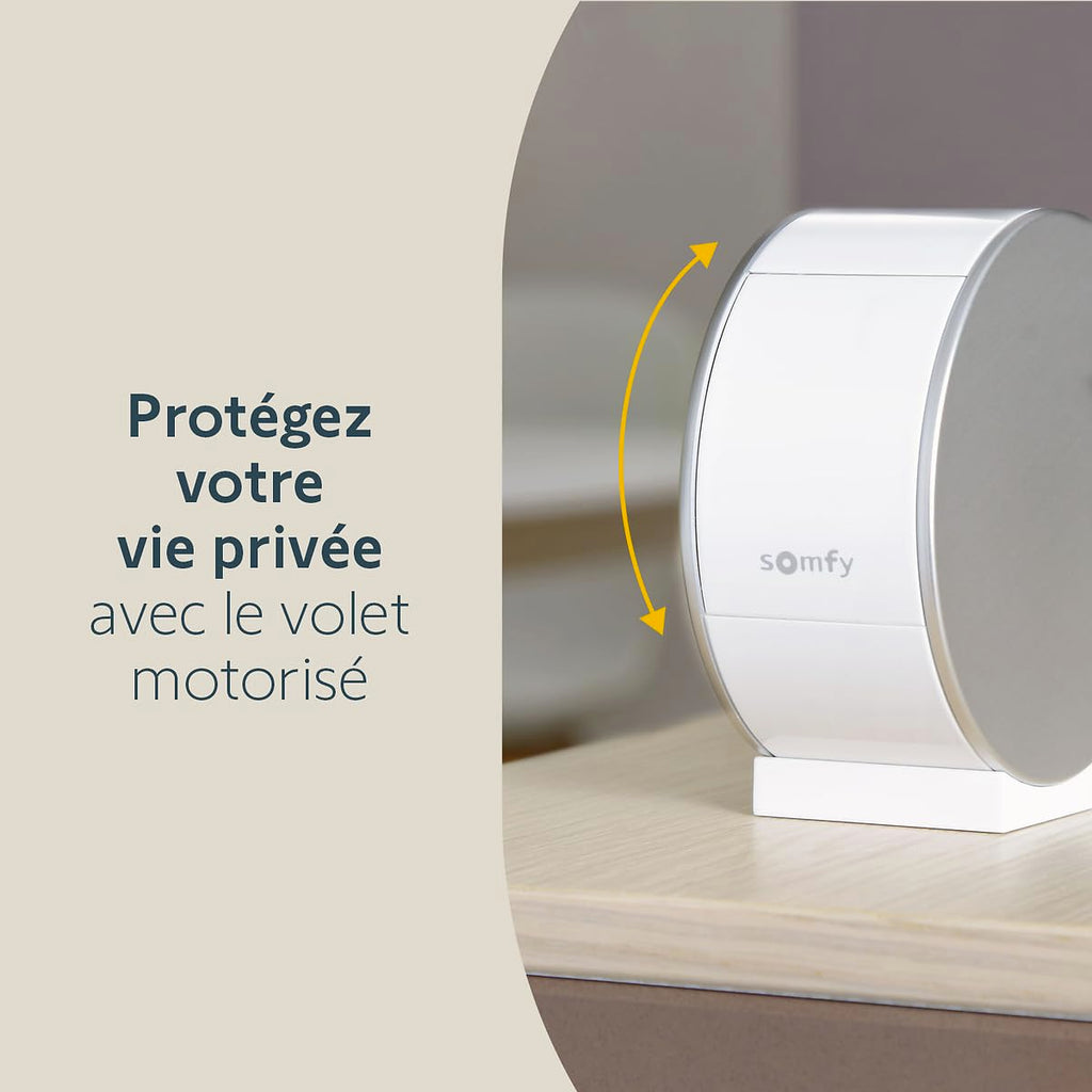 somfy 2401507 - Indoor Camera, Caméras avec volet motorisé, Compatible : Alexa, Google Home et Tahoma, Vision Nocturne, Détection de Mouvement, Grand Angle, Enregistrements vidéo, Haut-Parleur