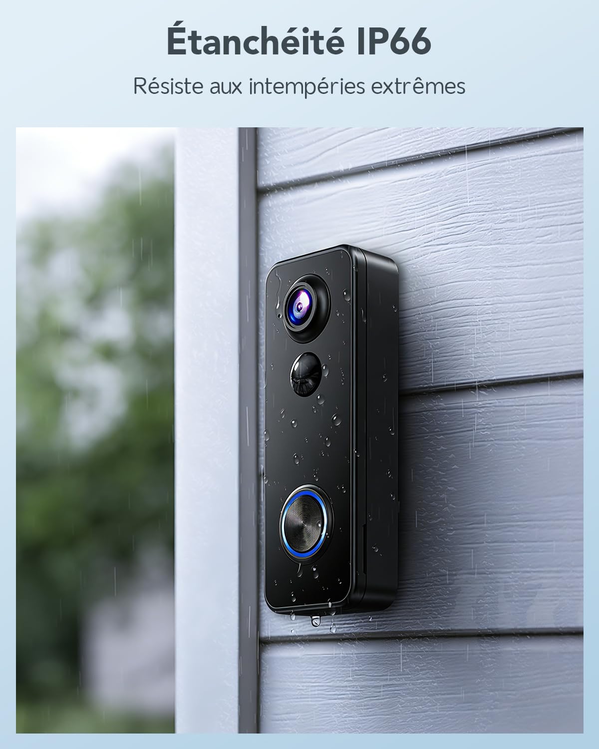 XTU 2K HD Sonnette sans Fil Exterieur Etanche, Sonnette sans Fil avec Camera Vue Complète 180°, Détection Humaine PIR, Audio Bidirectionnel, Uniquement 2,4G WiFi, Stockage Carte SD
