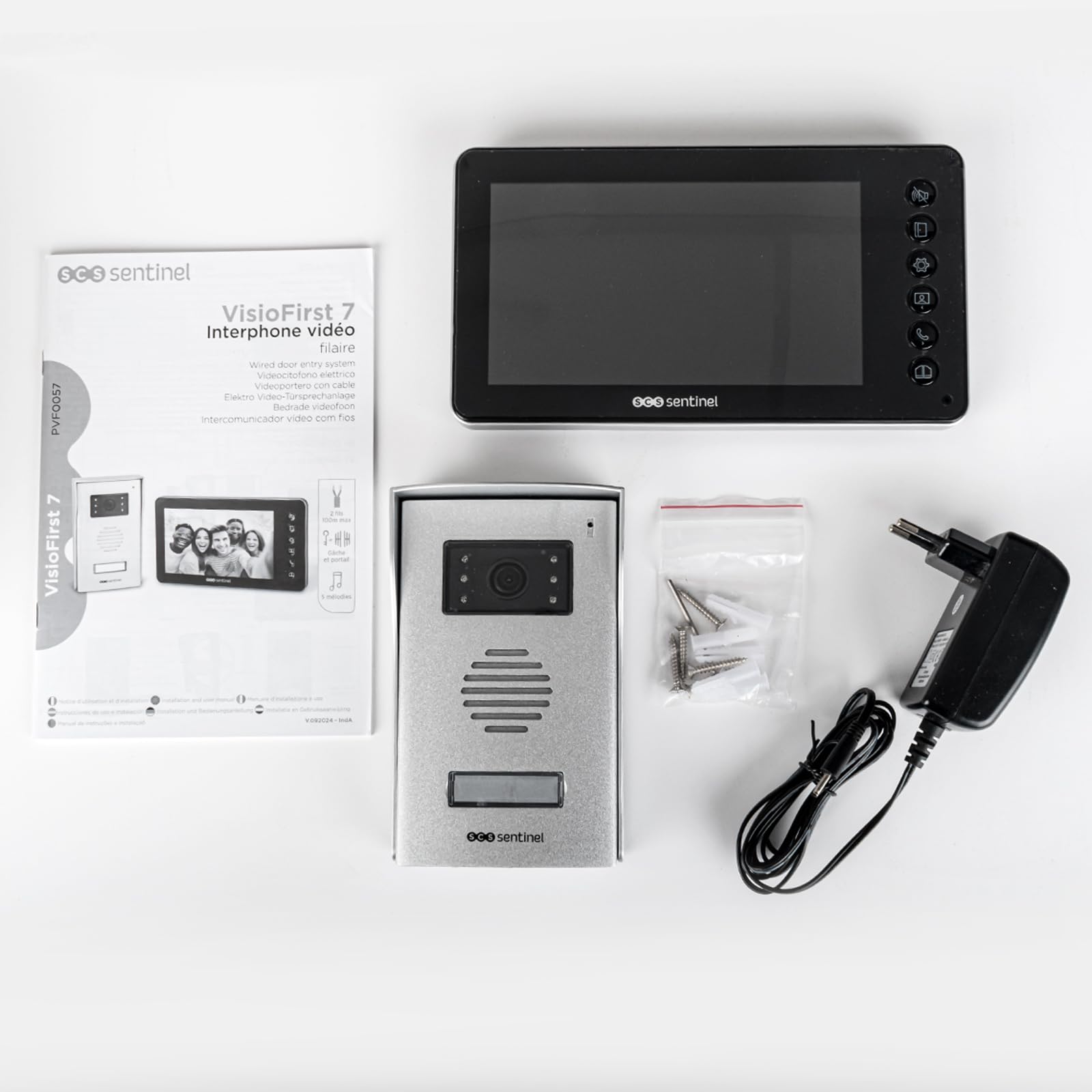 SCS Sentinel - PVF0050 - Interphone Vidéo Filaire Prim' VisioFirst 4.3 -Caméra et Audio - Ouverture Portail, Portillon, Gâche Électrique - 1 Platine Extérieure1 Moniteur - Garantie 3 Ans