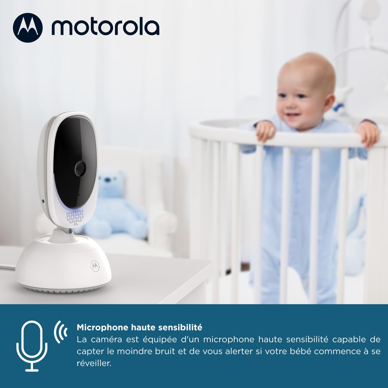 Caméra de Surveillance pour bébé Motorola Nursery VM75 - Moniteur pour bébé avec unité parentale de 5 Pouces - Caméra pour bébé avec Vision Nocturne, Zoom numérique
