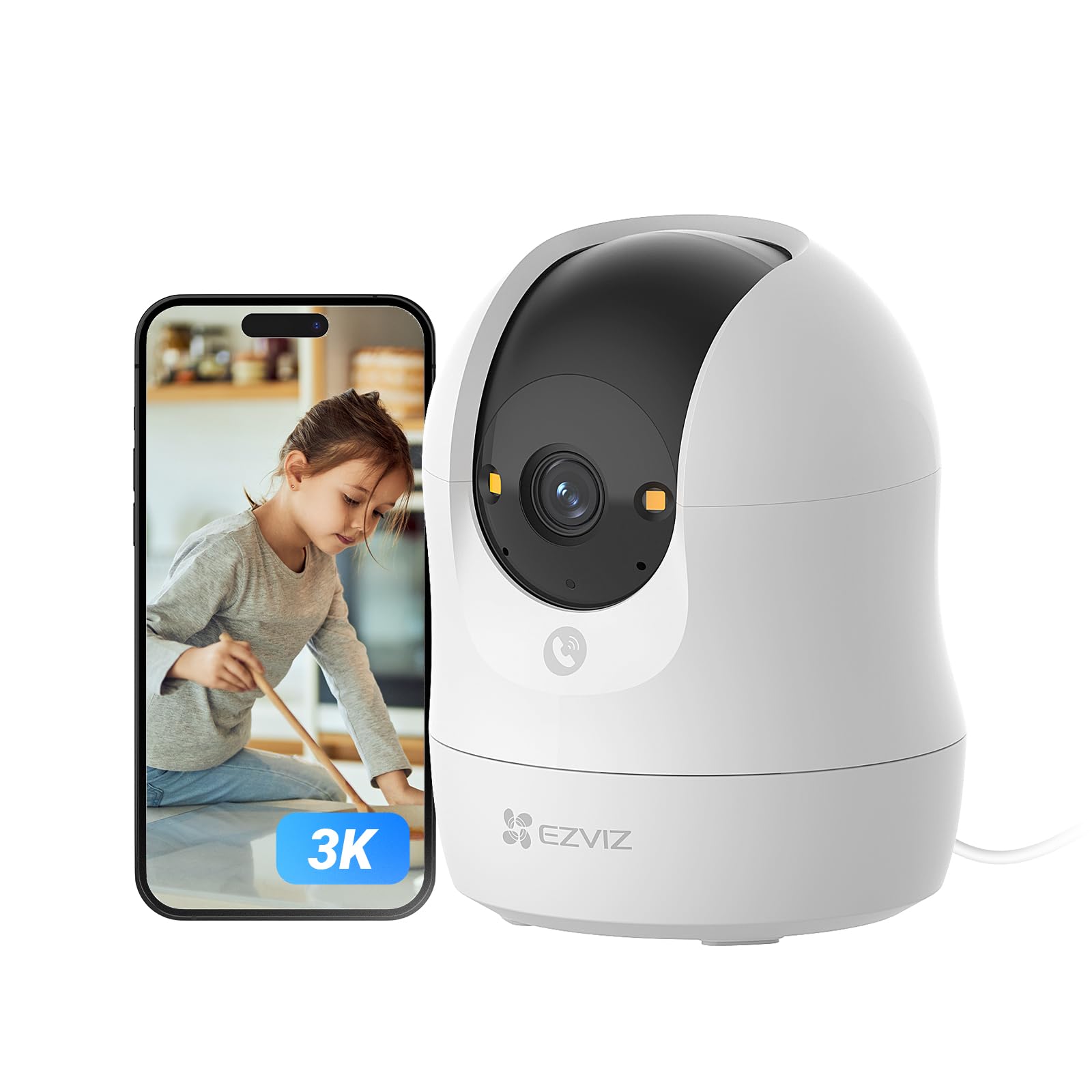 EZVIZ Caméra Surveillance WiFi Intérieure 360°, FHD 1080P, Camera WiFi 2.4Ghz, Vision Nocturne, Détection de Mouvement Suivi Intelligent, Audio Bidirectionnel, Compatible avec Alexa pour Bébé/Animaux