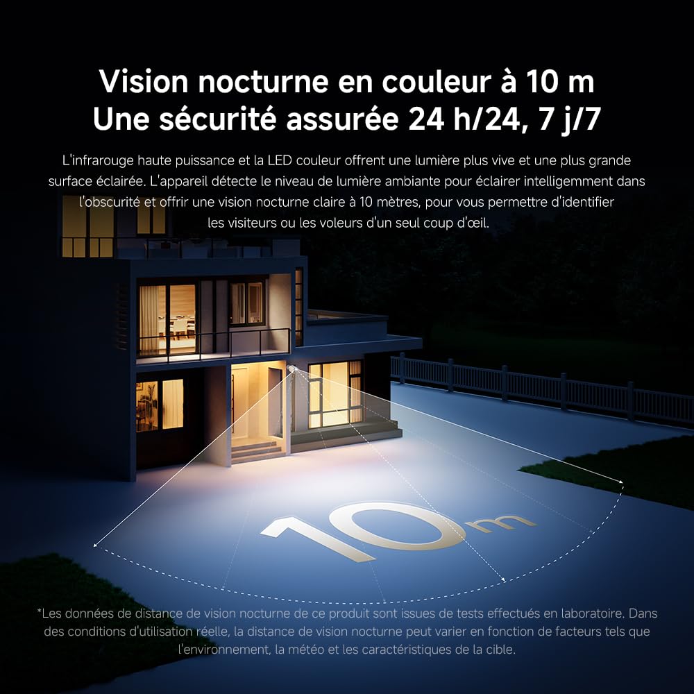 XIAOMI C201 1080p HD, caméra de sécurité, WiFi 6, 360° Panorama, Vision Nocturne Couleur, Protection Objectif, Audio bidirectionnel, babyphone, caméra Animaux, Compatible avec Alexa et Google