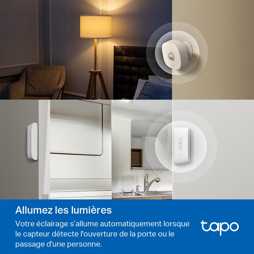 Tapo Détecteur de Mouvement Intelligent Tapo T110, pour la sécurité des fenêtres/Portes, durée de Vie de la Batterie de 1 an et Plus, Notification d'application instantanée, Hub requis