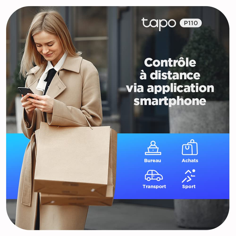 Tapo Matter Prise Connectée WiFi, Suivi de consommation, 16A Type E, Compatible avec Alexa, Google Home et SmartThings, Contrôler le radiateur, le chauffage, Économie d'énergie, Tapo P110M 2-pack(FR)