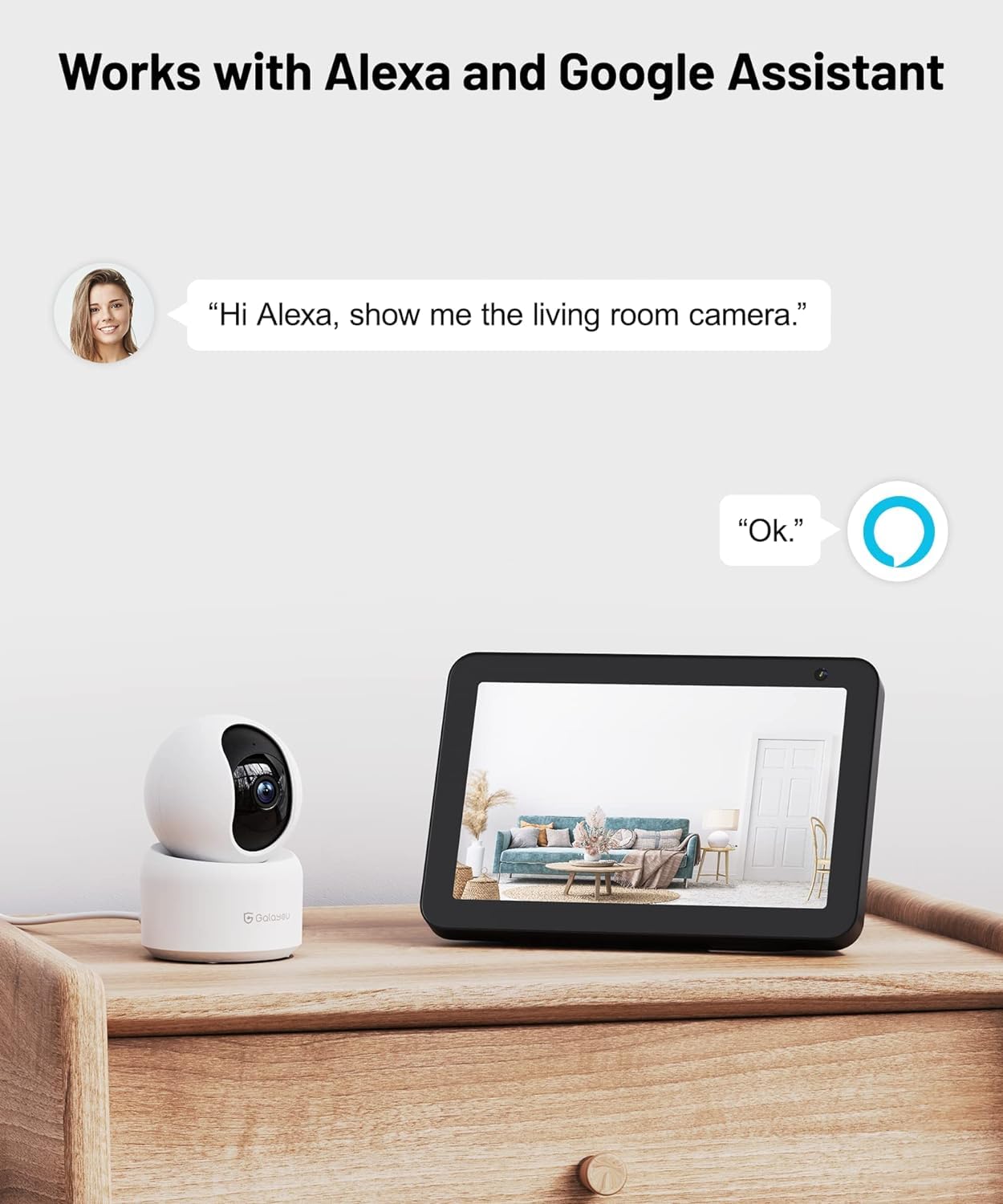 GALAYOU 2K(3MP) Camera Surveillance WiFi Intérieure - Caméra Interieur Maison 360°, Détection Humaine AI, Suivi Intelligent pour Bebe/Chien/Chat/Animaux, Alerte Instantanée G2 (Lot de 2)