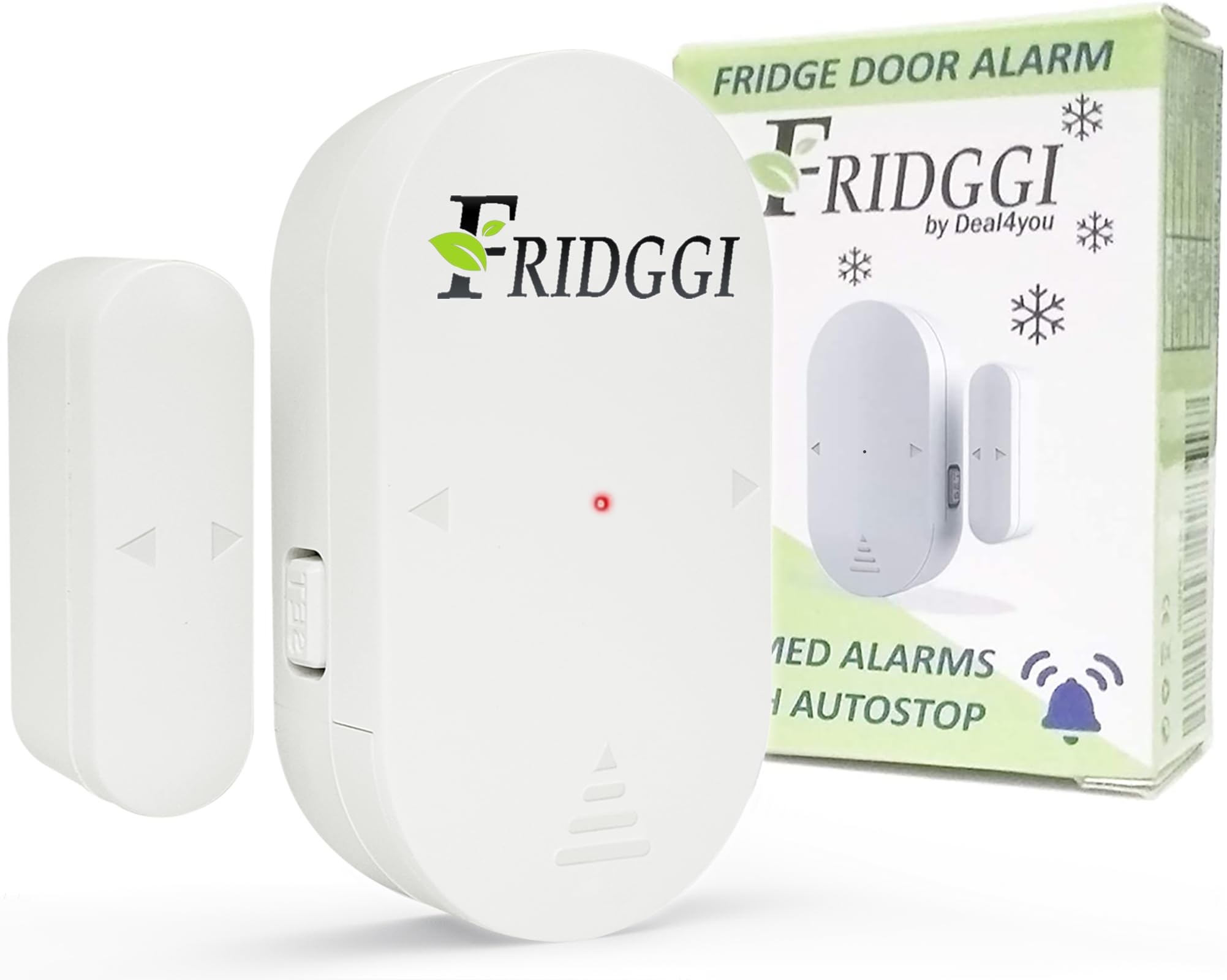 Mini Alarme de Porte Frigo et réfrigérateur, Alertes avec délai incrémental à 60, 120 et 180 Secondes, Carillon ou Sirène 80 à 110 DB, Rappel de Porte Ouverte. (Blanc)