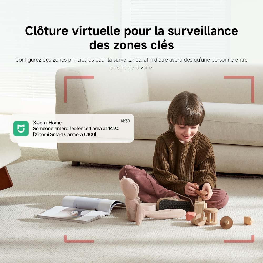 XIAOMI C201 1080p HD, caméra de sécurité, WiFi 6, 360° Panorama, Vision Nocturne Couleur, Protection Objectif, Audio bidirectionnel, babyphone, caméra Animaux, Compatible avec Alexa et Google