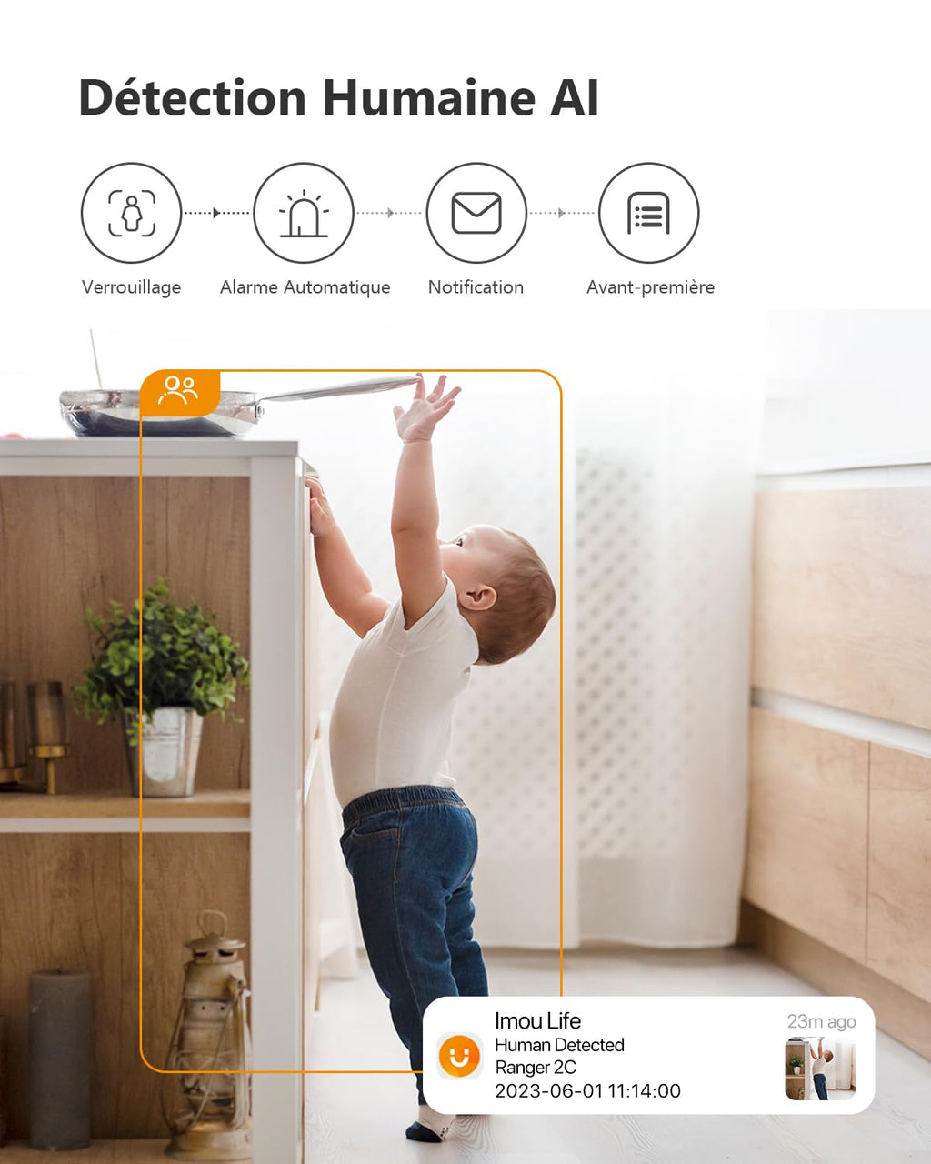 Imou 2K(3MP) Caméra Surveillance WiFi Intérieure Caméra 360° Connectée Smartphone avec Détection Humaine AI Suivi Intelligent Sirène Audio Bidirectionnel Compatible Alexa pour Bébé/Animaux (2 Pièces)