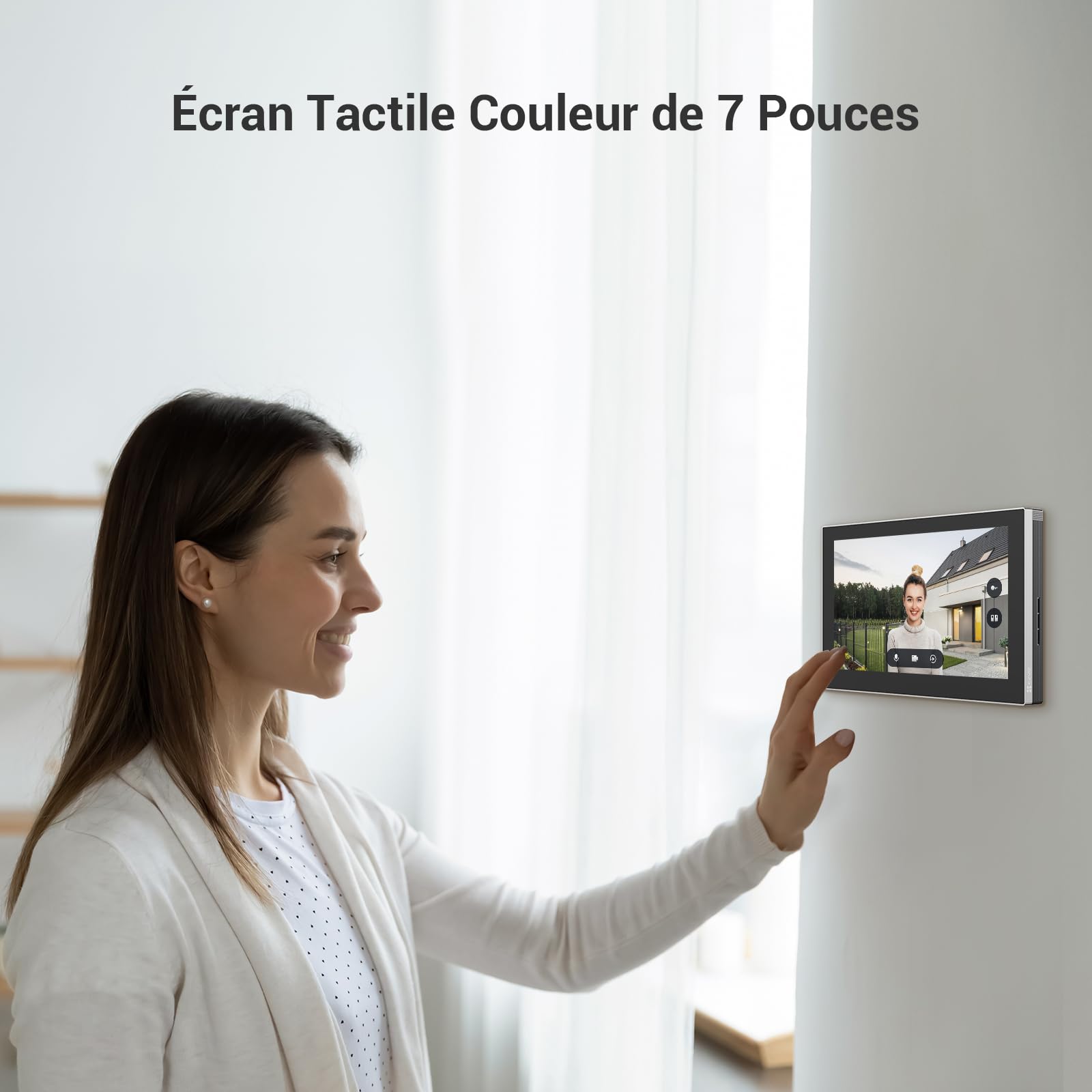 EZVIZ CP5 Visiophone connecté WiFi, Résolution 1080P, Moniteur Tactile Couleur 7", Portier vidéo à installation 2 Fils, Déverrouillage à Distance, Audio Bidirectionnel, Vision Nocturne, Design Compact
