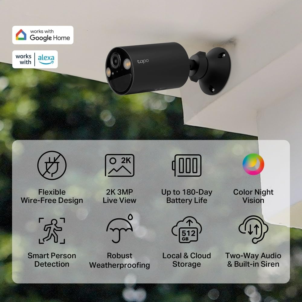 Tapo C410 KIT 2K(3MP) Caméra de Surveillance WiFi Extérieure sans Fil Solaire, Autonomie permanente de la Batterie, Personne Détection, Vision Nocturne en Couleur, IP65 Etanche, Aucune hub requis