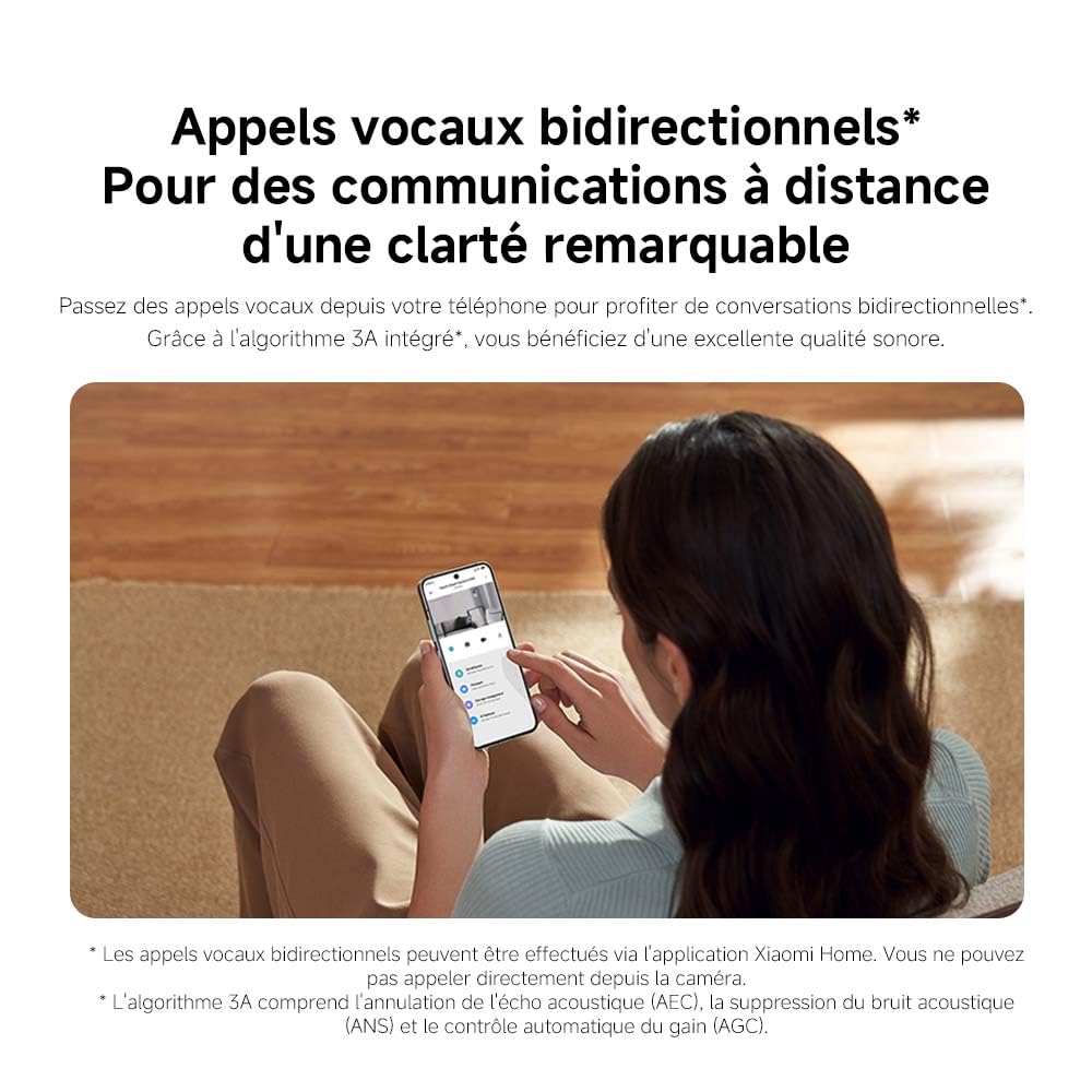 XIAOMI C201 1080p HD, caméra de sécurité, WiFi 6, 360° Panorama, Vision Nocturne Couleur, Protection Objectif, Audio bidirectionnel, babyphone, caméra Animaux, Compatible avec Alexa et Google