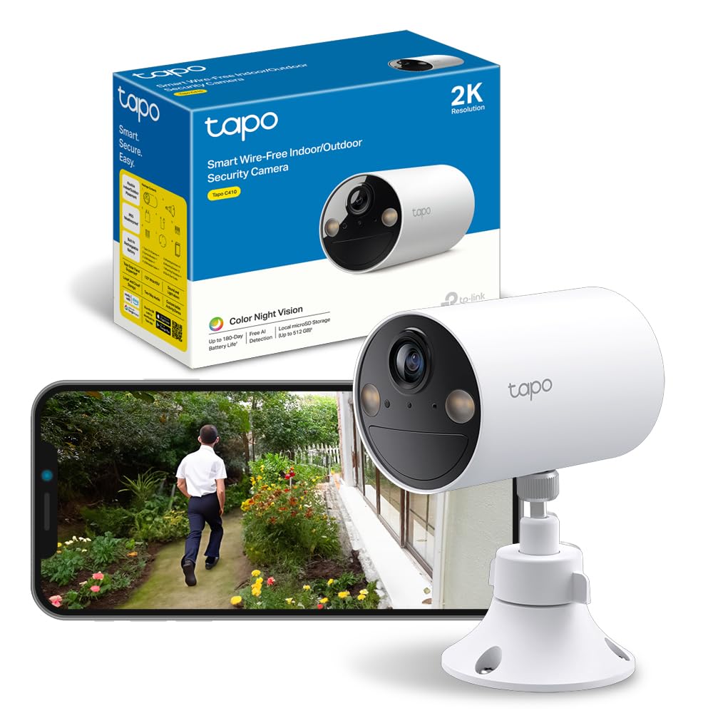 Tapo C410 KIT 2K(3MP) Caméra de Surveillance WiFi Extérieure sans Fil Solaire, Autonomie permanente de la Batterie, Personne Détection, Vision Nocturne en Couleur, IP65 Etanche, Aucune hub requis