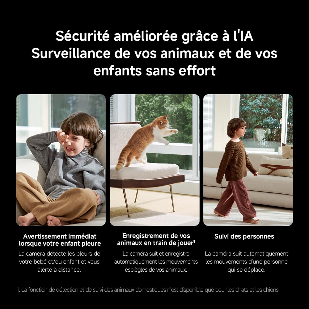 XIAOMI C201 1080p HD, caméra de sécurité, WiFi 6, 360° Panorama, Vision Nocturne Couleur, Protection Objectif, Audio bidirectionnel, babyphone, caméra Animaux, Compatible avec Alexa et Google