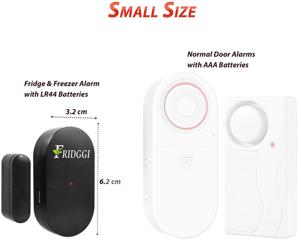 Mini Alarme de Porte Frigo et réfrigérateur, Alertes avec délai incrémental à 60, 120 et 180 Secondes, Carillon ou Sirène 80 à 110 DB, Rappel de Porte Ouverte. (Blanc)