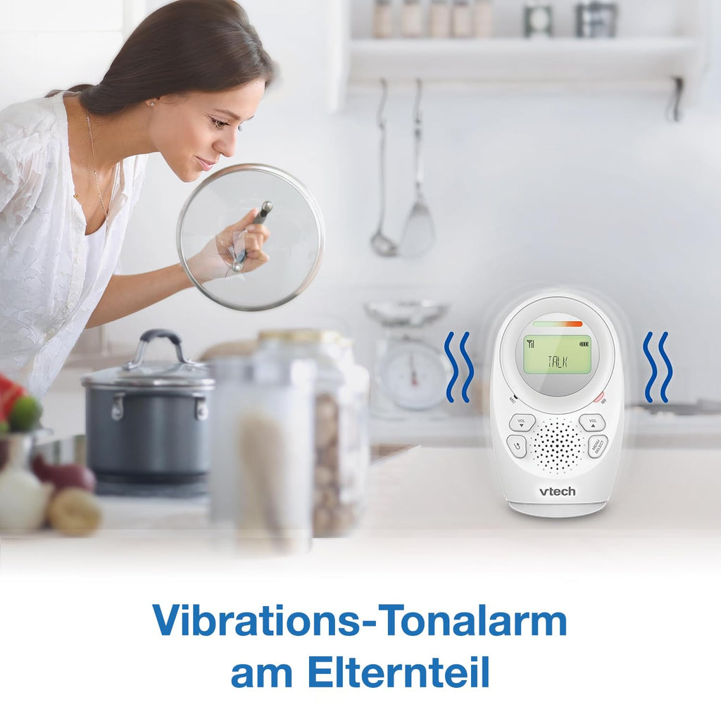 VTech DM1111 Babyphone Audio Numérique – Technologie DECT, Affichage du Niveau de Bruit, Clip Ceinture et Bien Plus – Unité Parentale et Unité Bébé