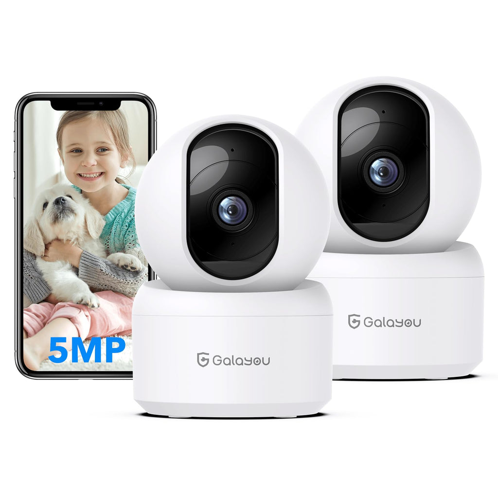 GALAYOU 2K(3MP) Camera Surveillance WiFi Intérieure - Caméra Interieur Maison 360°, Détection Humaine AI, Suivi Intelligent pour Bebe/Chien/Chat/Animaux, Alerte Instantanée G2 (Lot de 2)