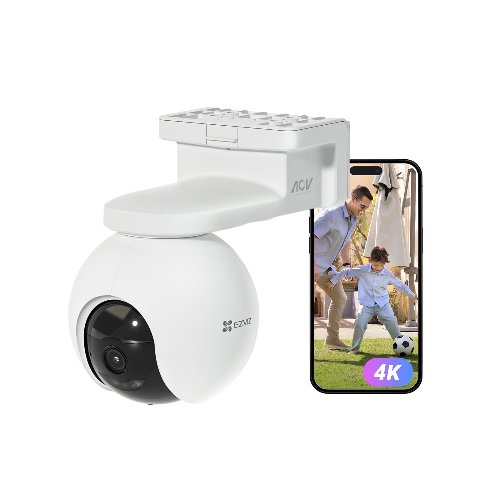 EZVIZ 4K(8MP) Caméra Surveillance WiFi Extérieure sans Fil + 5W Panneau Solaire, Détection de Personnes/Véhicules, Caméra Solaire Extérieure 360°, Mode AOV, Défense Active, CB8 Pro 4K Kit
