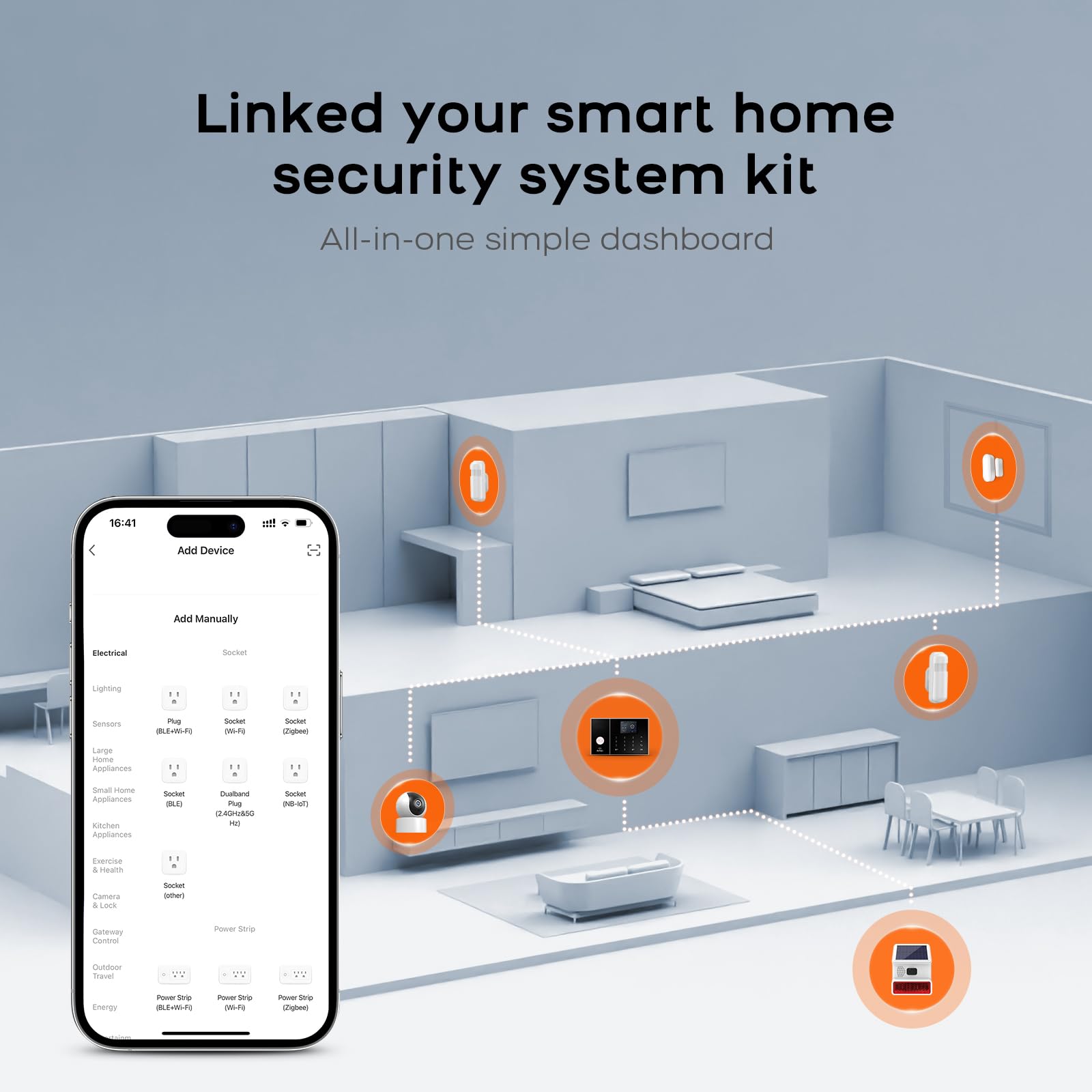 LWOHSI Système d'Alarme Maison,Alarme Maison sans Fil GSM+WiFi,Caméra de Surveillance HD 3MP,Capteur de Porte et Fenêtre Installation Facile,Détecteur de Mouvement,Compatible avec Alexa et Google