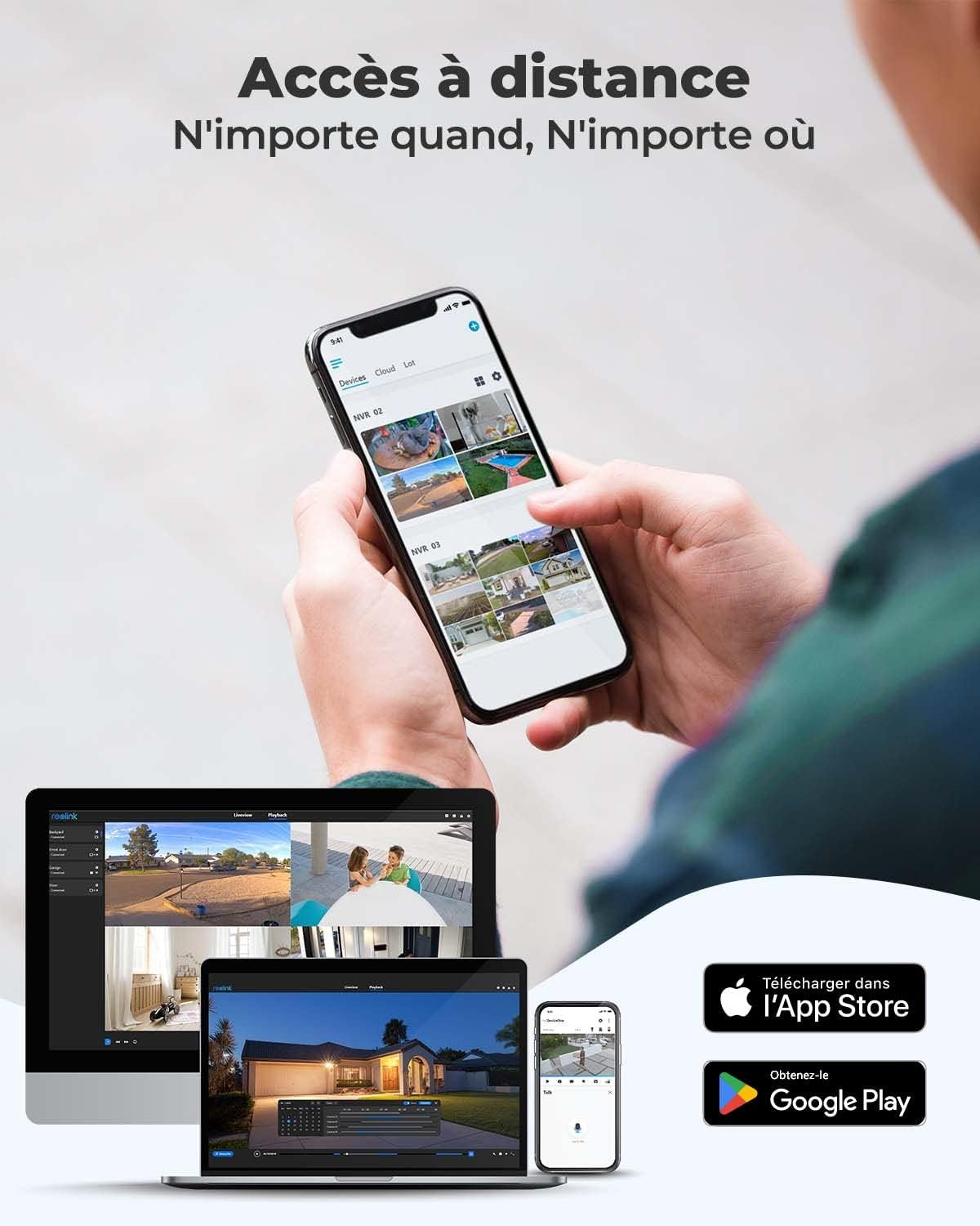 Reolink 4K PoE NVR 8 Canaux Caméra de Sécurité à Domicile Enregistrement de Vidéo avec Disque Dur de 2TO Supportez 16MP/12MP/8MP/5MP/4MP HD IP Caméra RLN8-410