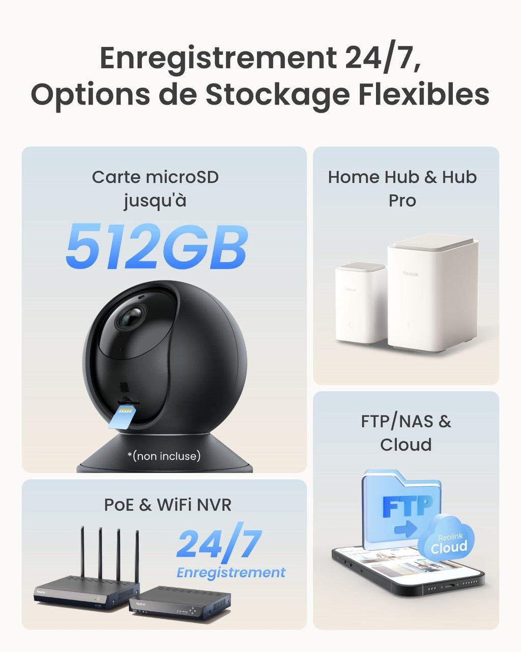 Reolink 3K 5MP Caméra Surveillance WiFi Intérieure 360° PT, Suivi Automatique, Détéction de Personne/Animal/Pleurs de Bébé, Wi-FI 2,4/5 GHz, Vision Nocturne, Audio Bidirectionnel, E1 Pro