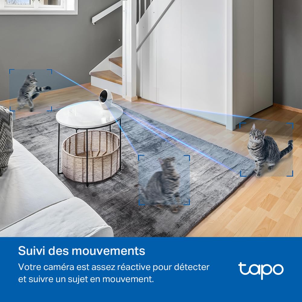Tapo C260 Caméra de Surveillance WiFi intérieure 4K 8MP 360°, détection IA Locale, Mode confidentialité Physique, Zoom numérique 18x, Suivi de Mouvement, Audio bidirectionnel