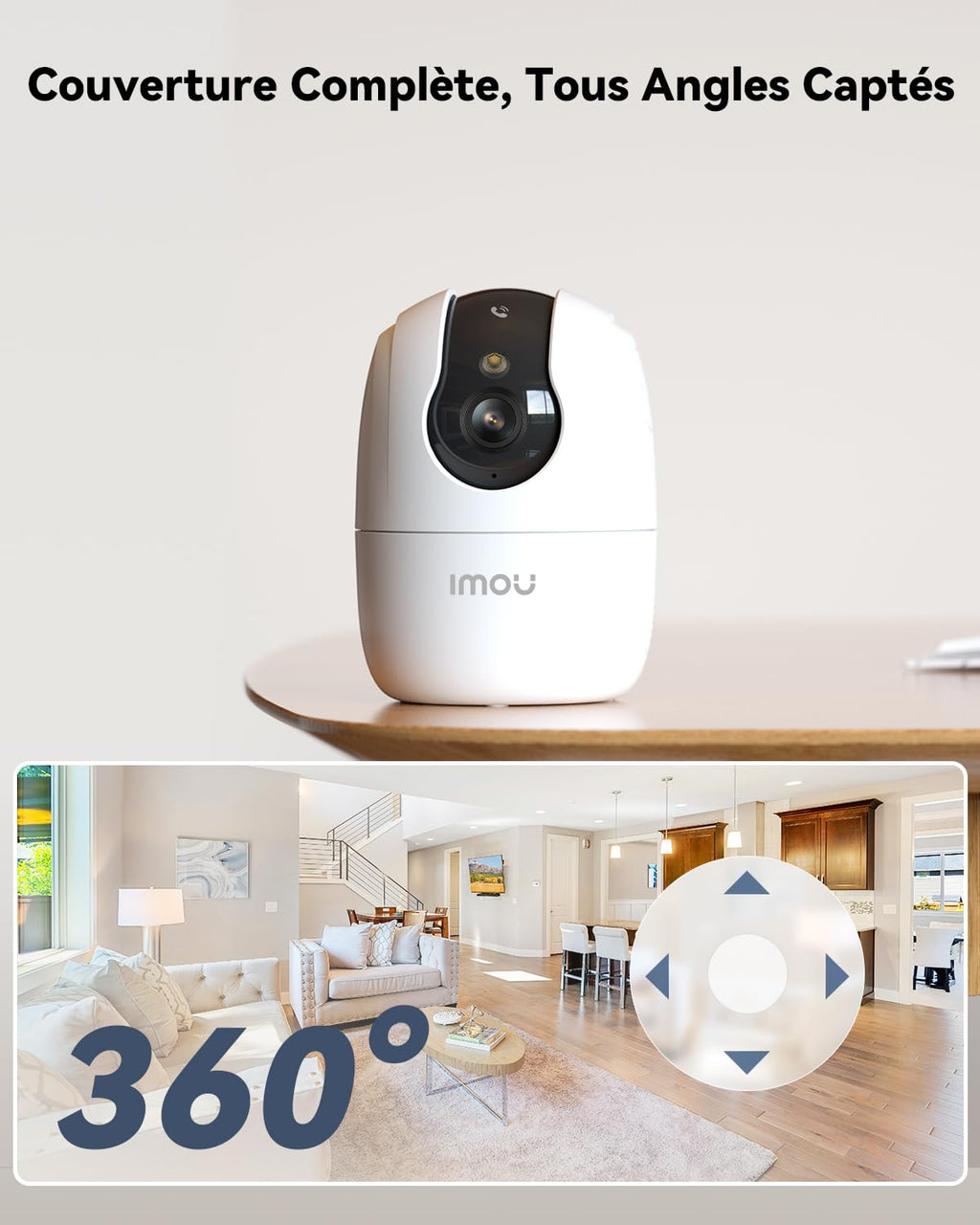 Imou 2K(3MP) Caméra Surveillance WiFi Intérieur 360°, Wi-Fi 6 Double-Bande(2.4G/5GHz), Vision Nocturne Couleur, Détection de Personnes/Animaux,Suivi Intelligent,Compatible Alexa pour Bébé/Chien/Maison