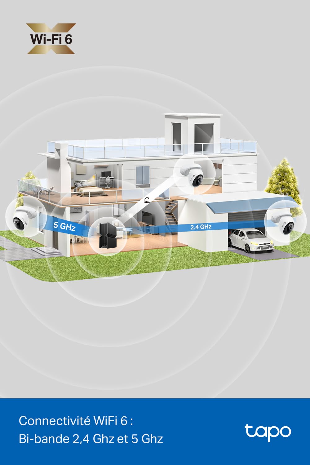 Tapo C510W 2K Caméra de Surveillance WiFi extérieur 360°, Vision Nocturne Couleur, Détection de Personne et Suivi de Mouvement, Étanche IP65, Alarme sonore Personnalisable