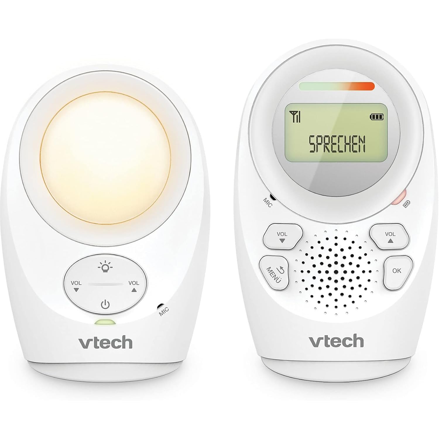 VTech DM1111 Babyphone Audio Numérique – Technologie DECT, Affichage du Niveau de Bruit, Clip Ceinture et Bien Plus – Unité Parentale et Unité Bébé