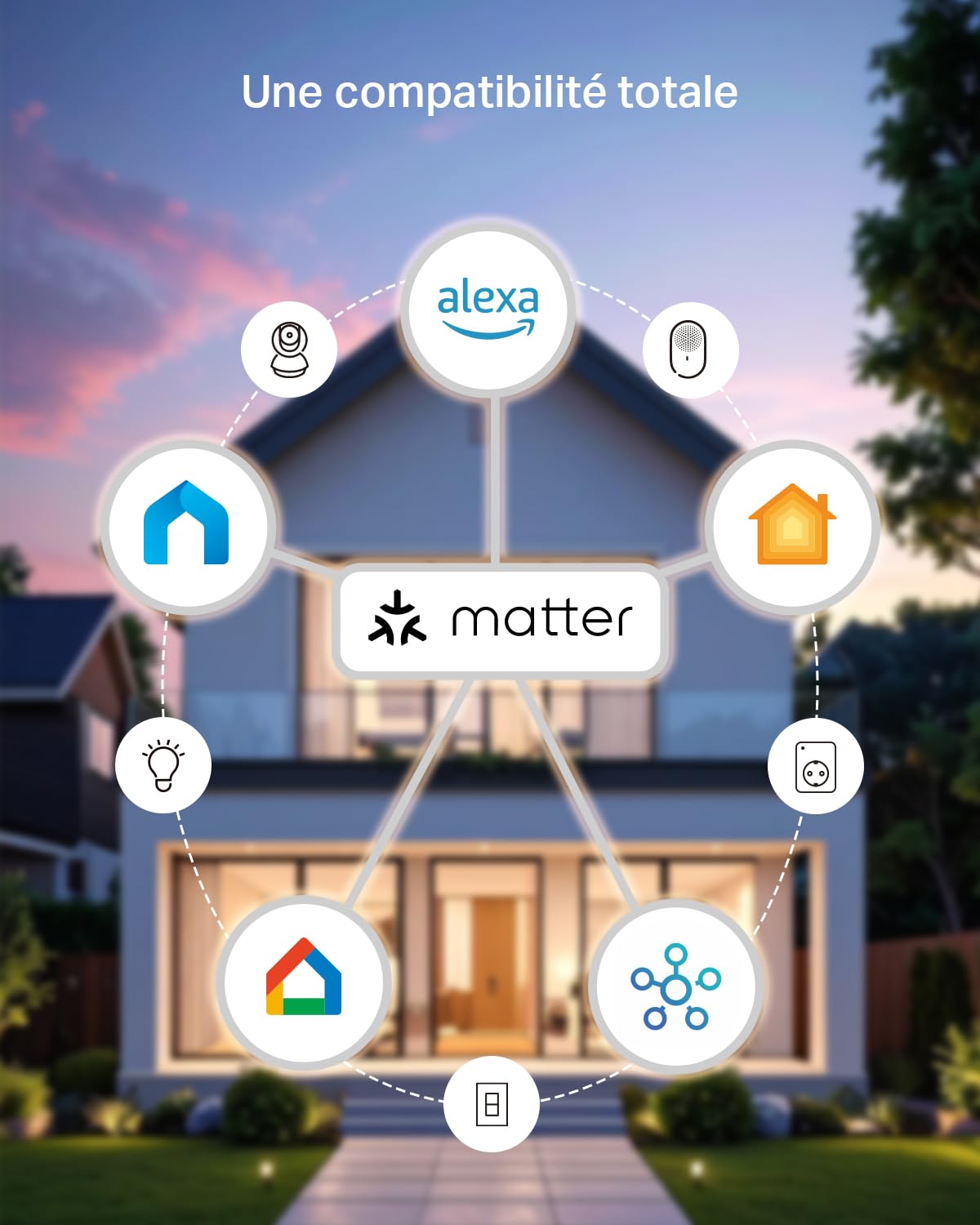 Tapo Matter Prise Connectée WiFi, Suivi de consommation, 16A Type E, Compatible avec Alexa, Google Home et SmartThings, Contrôler le radiateur, le chauffage, Économie d'énergie, Tapo P110M 2-pack(FR)