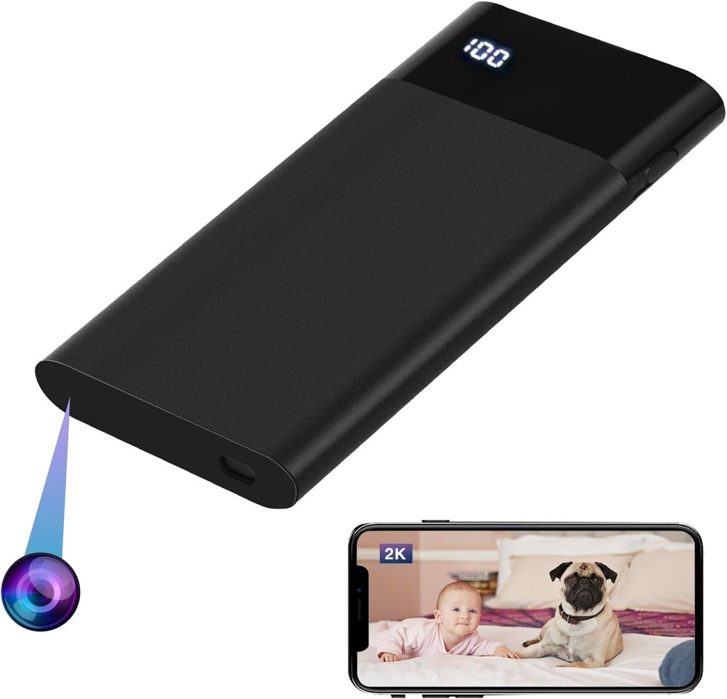 WIWACAM MW8 Caméra Espion WiFi 2K Ultra HD Camera sans Fil, 5000mAh Batterie, Détection de Mouvement Intelligente, Alarme sur Téléphone Portable, Vision Nocturne, Alarme par e-Mail,Noir