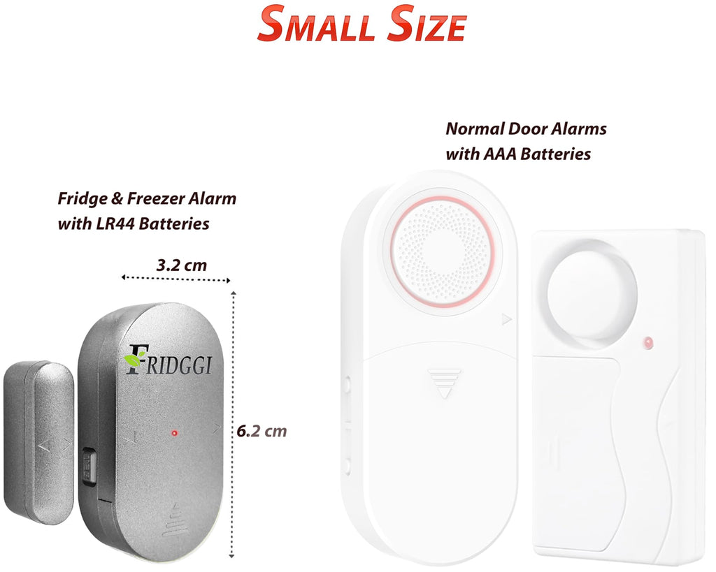 Mini Alarme de Porte Frigo et réfrigérateur, Alertes avec délai incrémental à 60, 120 et 180 Secondes, Carillon ou Sirène 80 à 110 DB, Rappel de Porte Ouverte. (Blanc)