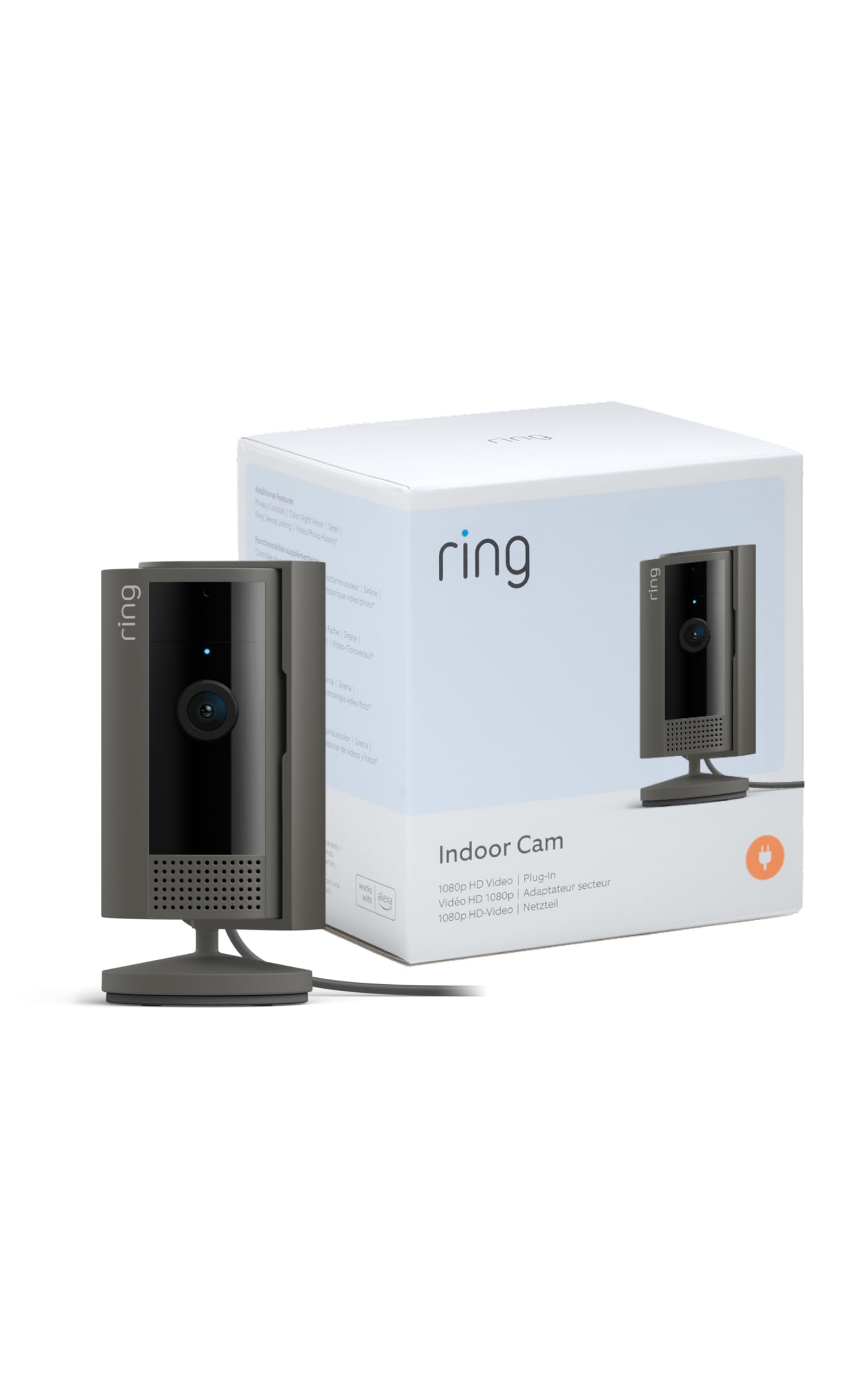 Ring Caméra intérieure (Indoor Camera 2e gén.) | Caméra de surveillance wifi sur secteur pour animaux, vidéo HD 1080p, audio bidirectionnel, cache de confidentialité | Essai Ring Home gratuit 30 j.