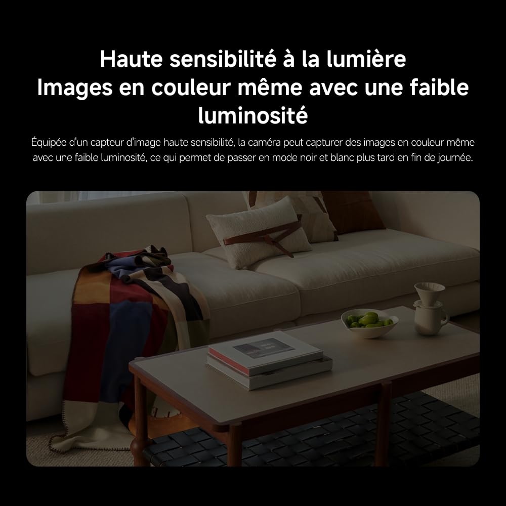 XIAOMI C201 1080p HD, caméra de sécurité, WiFi 6, 360° Panorama, Vision Nocturne Couleur, Protection Objectif, Audio bidirectionnel, babyphone, caméra Animaux, Compatible avec Alexa et Google