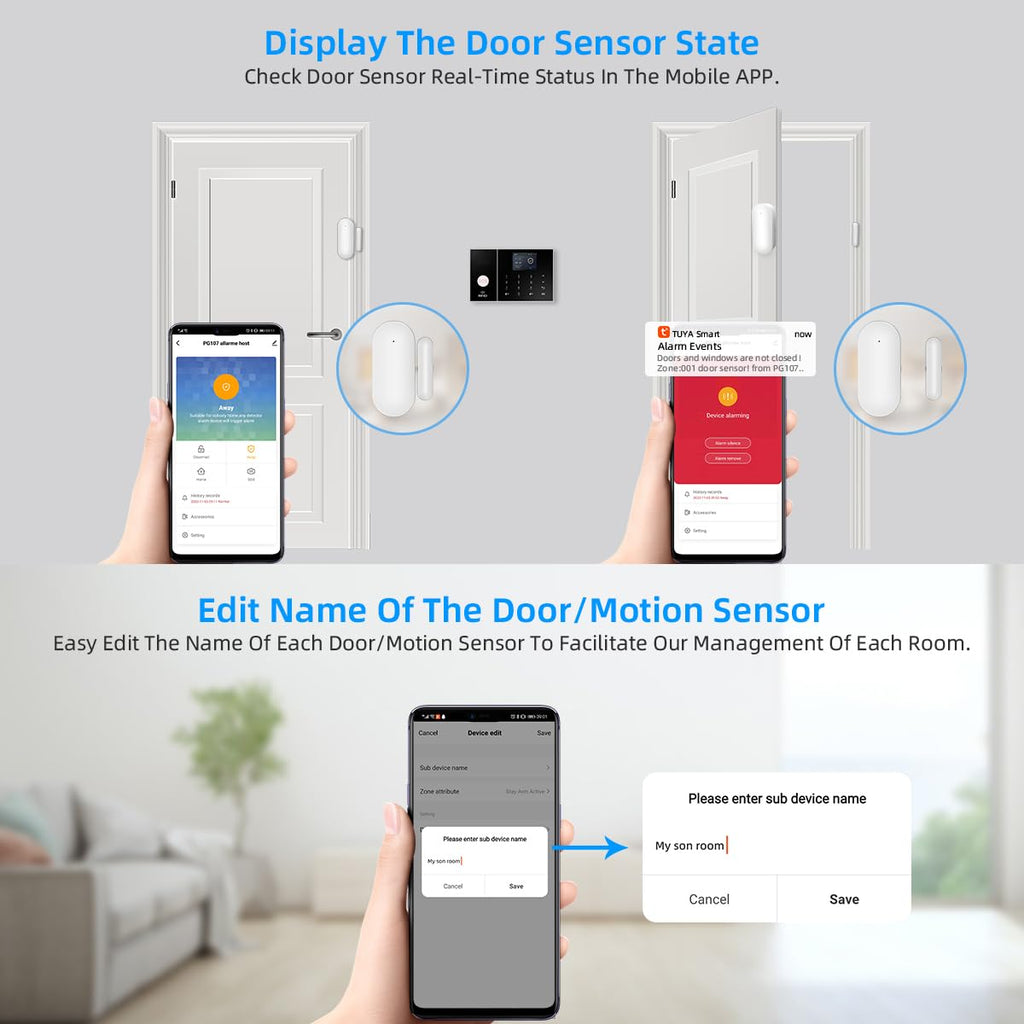 LWOHSI Système d'Alarme Maison,Alarme Maison sans Fil GSM+WiFi,Caméra de Surveillance HD 3MP,Capteur de Porte et Fenêtre Installation Facile,Détecteur de Mouvement,Compatible avec Alexa et Google