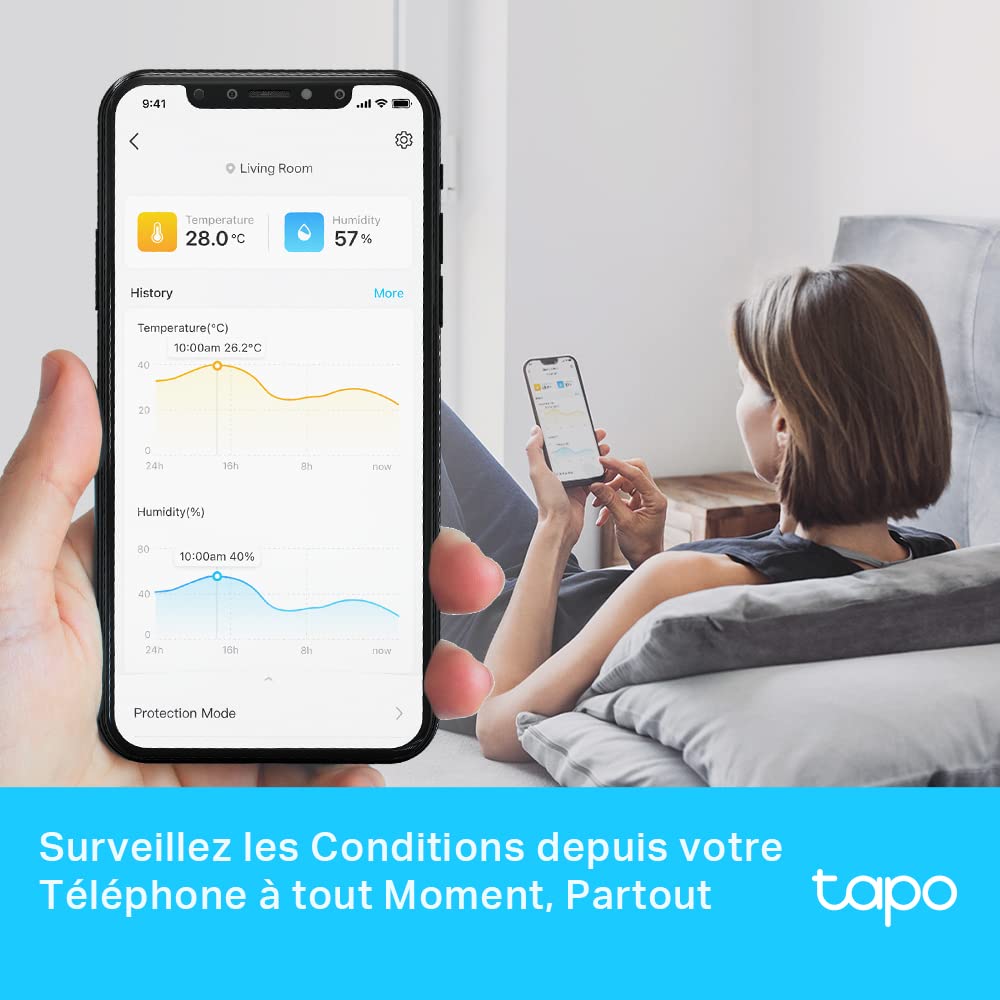 Tapo Détecteur de Mouvement Intelligent Tapo T110, pour la sécurité des fenêtres/Portes, durée de Vie de la Batterie de 1 an et Plus, Notification d'application instantanée, Hub requis